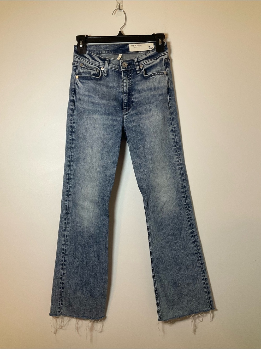 Rag & Bone Nina High Rise Ankle Flare Jeans 25 Raw Hem